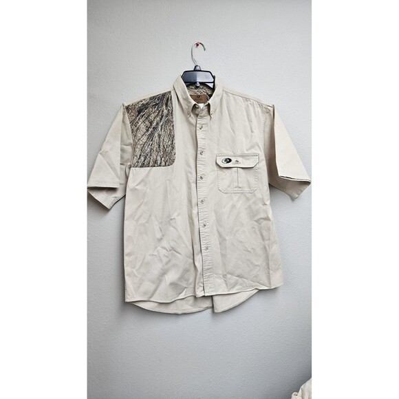 Mossy Oak Shirt Mens Extra Large Khaki Short Sleeve Shooter Camo Hunting 43215A - Picture 1 of 6